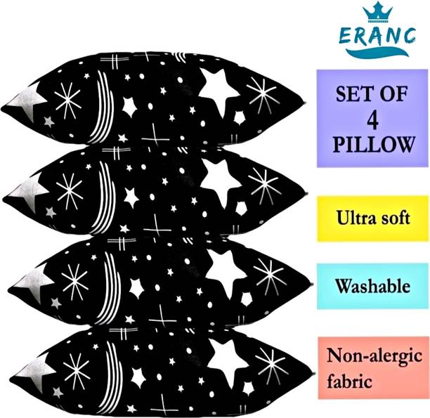 VILLAGERS Polyester Fibre Abstract Sleeping Pillow Pack of 4