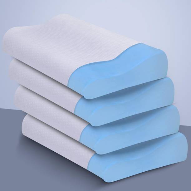 Sleepsia Memory Foam Orthopaedic Pillow Pack of 4 Stripes Cervical Contour Memory Foam Pillow, Gel Pillow with Washable Cover