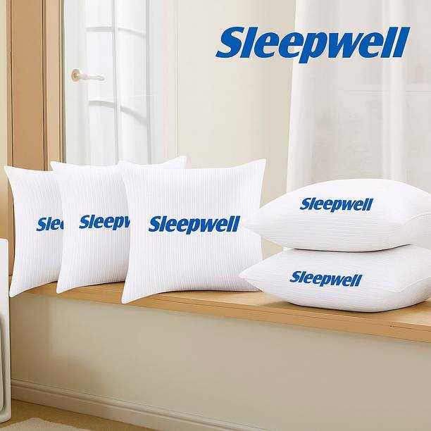 Sleepwell Polyester Fibre, Microfibre Cushion Pack of 5 Solid back cushion