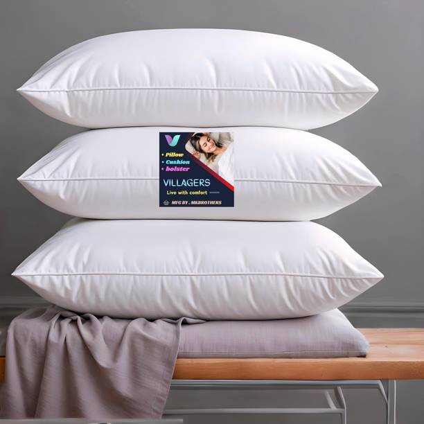 VILLAGERS LUXURY Cotton Solid Sleeping Pillow Pack of 3