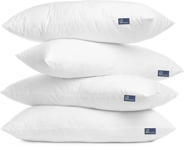 THE WOOD WHITE INDIA size 18 x 28 Inches Or 46 x 71 cm Microfibre Solid Sleeping Pillow Pack of 4