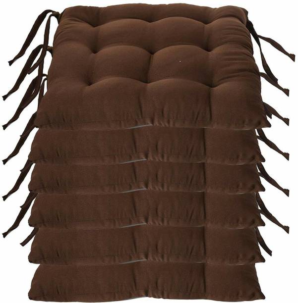 Mitul Microfibre Solid Chair Pad Pack of 6