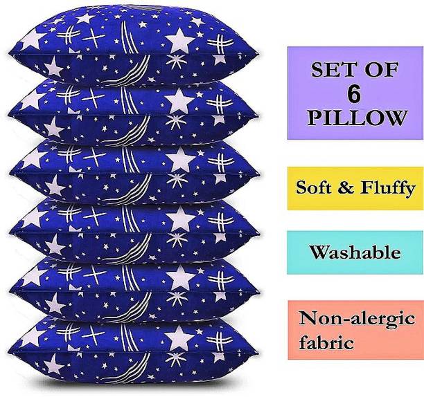 VILLAGERS LUXURY Polyester Fibre Abstract Sleeping Pillow Pack of 6