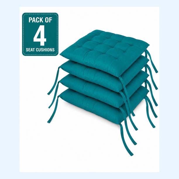SANJU BROTHER Microfibre Chair Pad Pack of 4 Solid