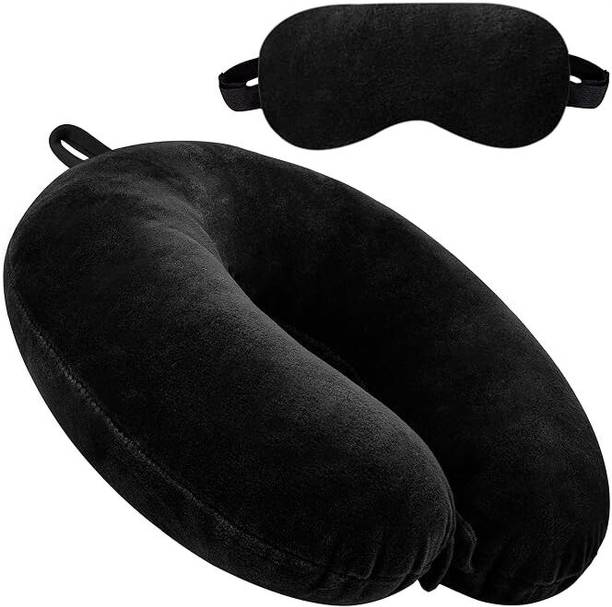 JSR_MART U Shaped Micro Fiber Cushion Neck Rest Pillow With B Eye Mask Neck Pillow & Eye Shade