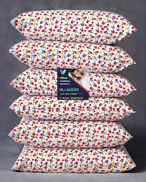 VILLAGERS LUXURY Polyester Fibre, Microfibre Abstract Sleeping Pillow Pack of 6
