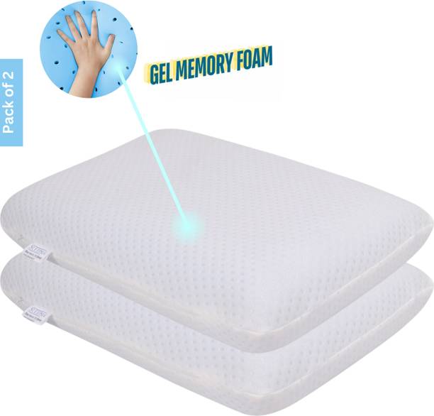 Sleepsia Memory Foam Orthopaedic Pillow Pack of 2 Geometric Ventilated Cooling Gel Cervical Pillow With Head & Neck Support (Standard) -