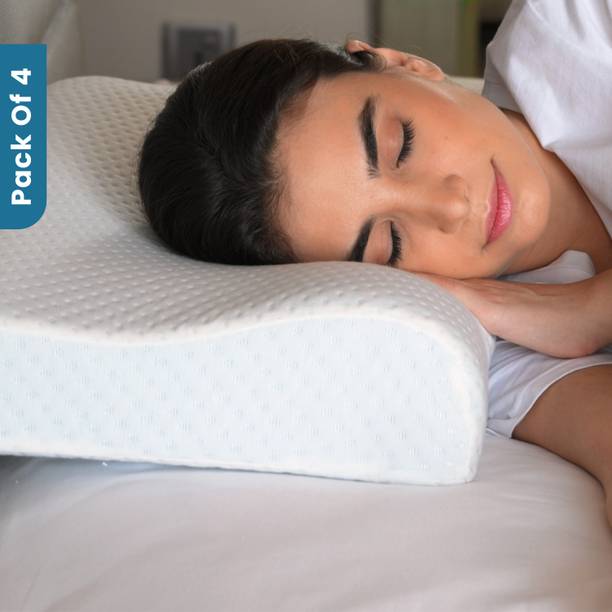 Sleepsia Memory Foam Sleeping Pillow Pack of 4 Geometric Contour Cervical Orthopedic Memory Foam Pillow for Neck and Shoulder Pain-