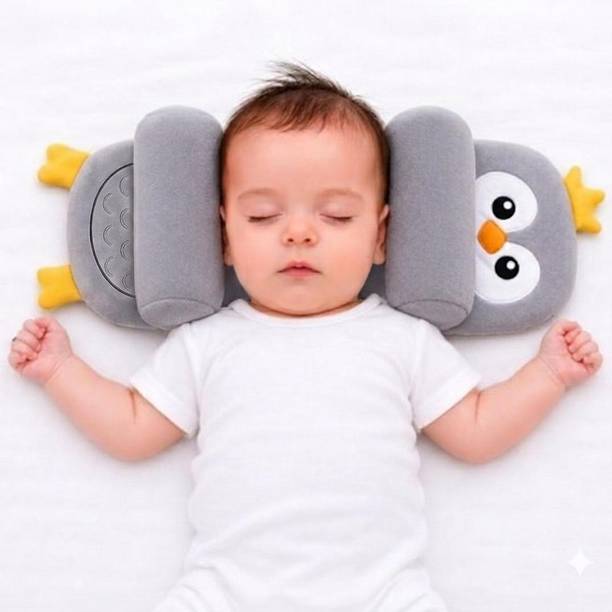 snugnibble Microfibre Baby Pillow Pack of 1 Animals Grey Penguin Baby Pillow Head Shaping Pillow Soft Fabric Adjustable