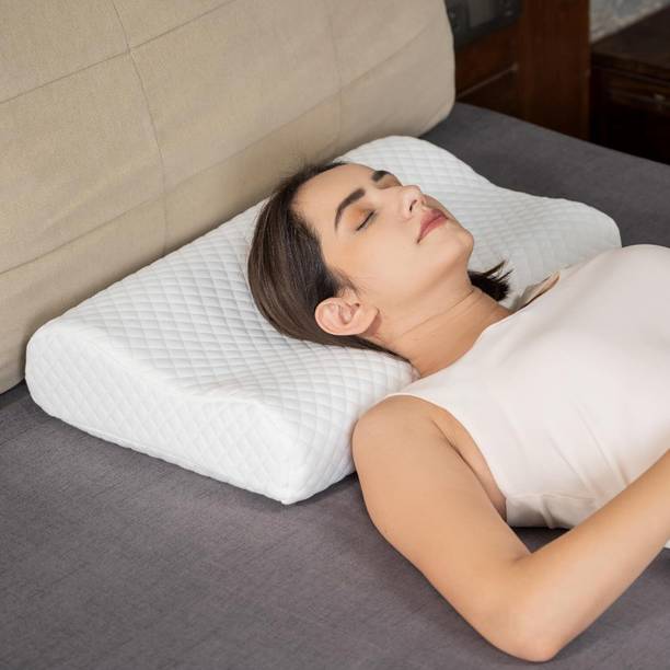 Imontex Cotton Orthopaedic Pillow Pack of 1 Solid Cervical Contour Memory Foam Pillow, Stomached, Anti-Snoring, Side Sleepers