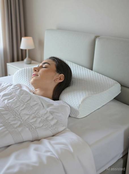 credicus Memory Foam Orthopaedic Pillow Pack of 1 Solid Cervical Contour Memory Foam Pillow / Stomache / Side Sleepers / Anti-Snoring