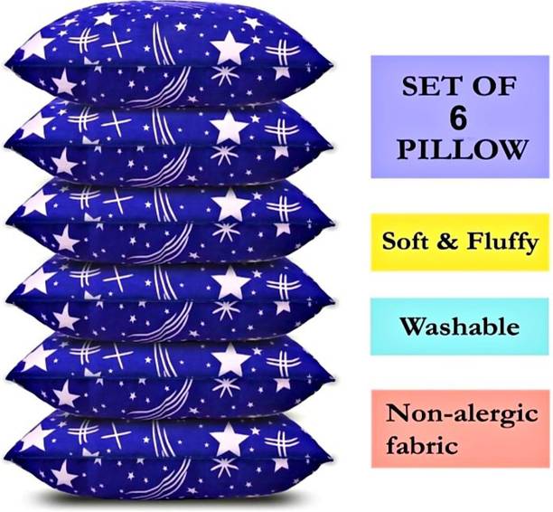 VILLAGERS LUXURY Polyester Fibre Abstract Sleeping Pillow Pack of 6