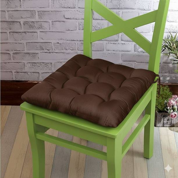 AllysaLiving Cotton Chair Pad Pack of 1 Solid Chair pad