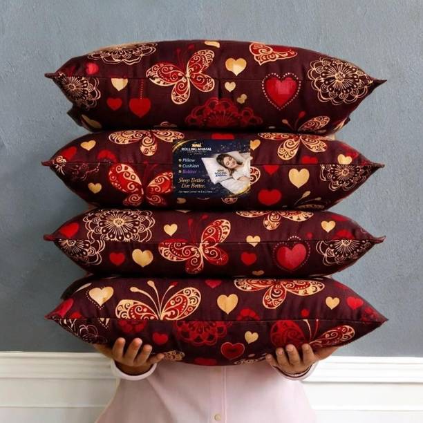Rolling Animal Cotton Sleeping Pillow Pack of 4 Printed Luxury