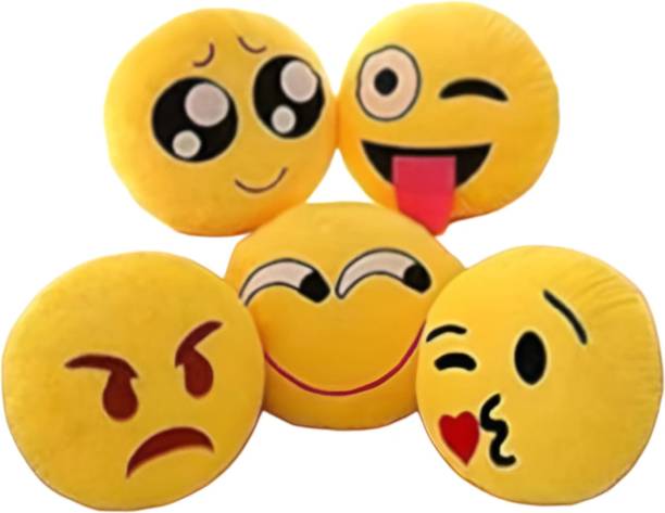 AARAVI TRADERS PACK OF 5 smiley pillow Microfibre Smiley Cushion Pack of 5