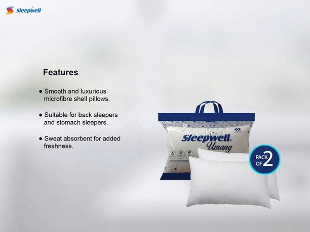 Sleepwell Comfort pillow Microfibre Solid Sleeping Pillow Pack of 2