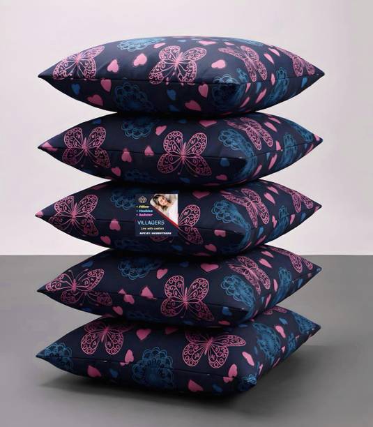 VILLAGERS Microfibre Cushion Pack of 5 Geometric Premium Cushion Set | (16x16 inch)