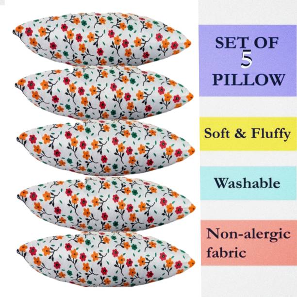 VILLAGERS FLORAL Polyester Fibre Floral Sleeping Pillow Pack of 5