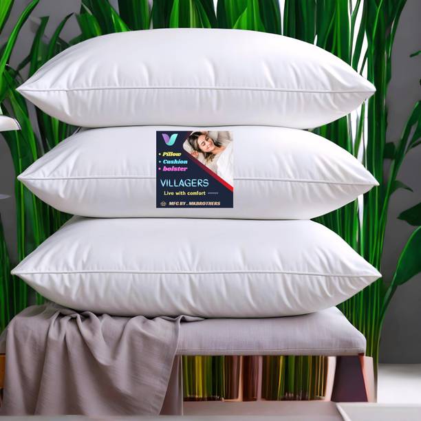 VILLAGERS LUXURY Polyester Fibre Abstract Sleeping Pillow Pack of 3