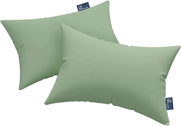 THE WOOD WHITE INDIA Microfiber Pillow Set of 2. 16 x 24 Inches or 41 x 61 cm. Light green Pillows Microfibre Solid Sleeping Pillow Pack of 2