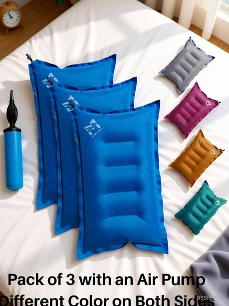 pmsquare Air Travel Pillow Pack of 3 Solid Pillow with Air Pump