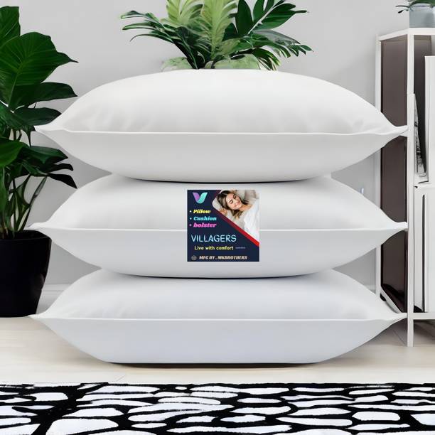 VILLAGERS Comfort Cotton Solid Sleeping Pillow Pack of 3