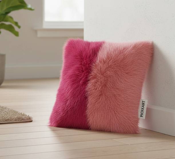 PICKKART Microfibre Cushion Pack of 1 Solid Faux Fur Decorative Throw Pillow, 12x12 Inches Soft Plush, Modern Home Decor