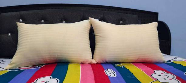 YandAM YandAM Gold Microfibre Solid, Stripes Sleeping Pillow Pack of 2