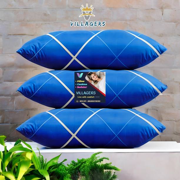 VILLAGERS LUXURY Polyester Fibre Abstract Sleeping Pillow Pack of 3