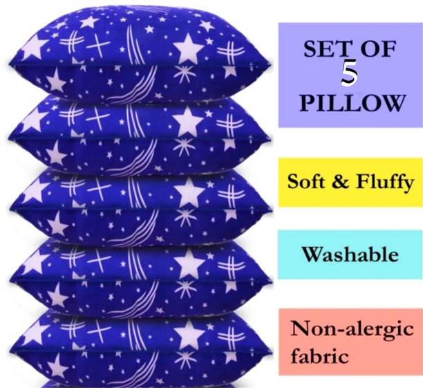 VILLAGERS Polyester Fibre Smiley Sleeping Pillow Pack of 5