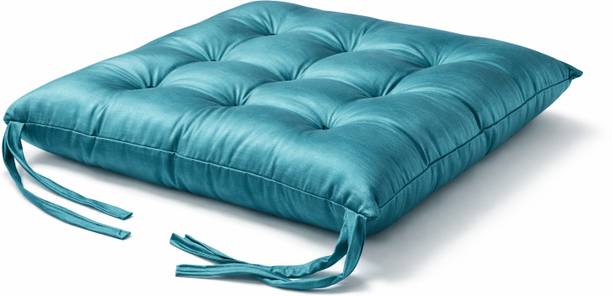 Ahsaas Cotton Chair Cushion Pad 16x16 Inch Pack of 1 Soft Tufted (Teal) Teal Blue Floor Chair