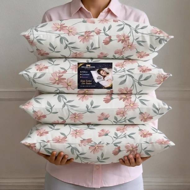 Rolling Animal Cotton Sleeping Pillow Pack of 4 Floral Premium Pillow Set
