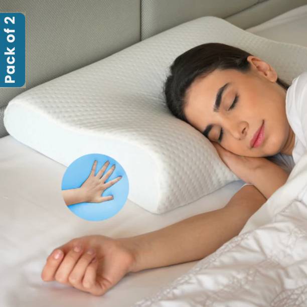 Sleepsia Memory Foam Sleeping Pillow Pack of 2 Geometric Contour Cervical Orthopedic for Neck and Shoulder Pain-