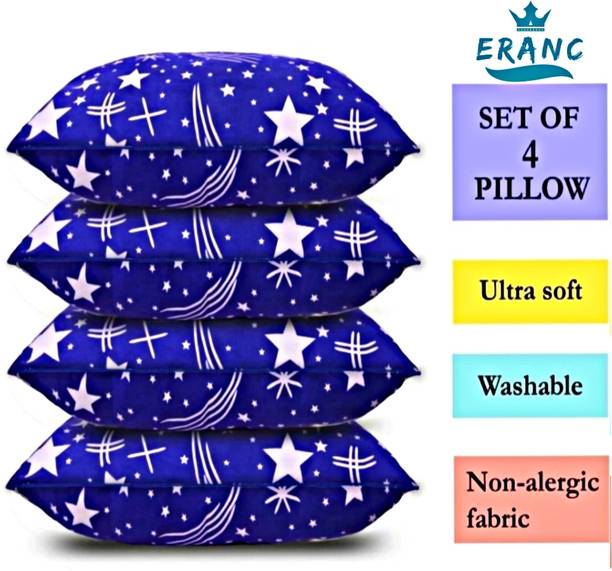 VILLAGERS Polyester Fibre Abstract Sleeping Pillow Pack of 4