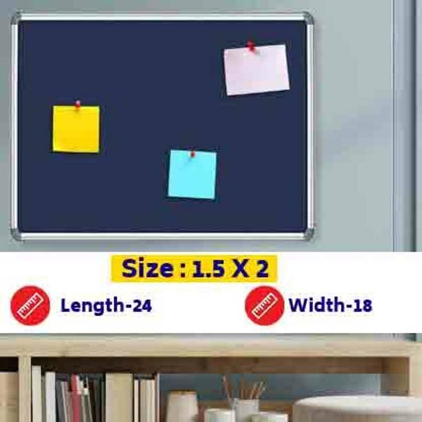 sunway Display Systems Pin-up display board for office & school lightweight aluminium frame 1.5*2 Feet, Navy Blue Flannel Bulletin Board