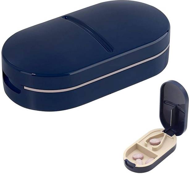 QIQVERT 2-in-1 Professional Pill Cutter and Tablet Storage Box Cherry & Olive Pitter