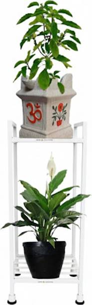 ICON CREATION Tulsi 2 Tier Plant Stand Heavy Modern Metal Flower Pot Stand For Tulsi Pots Plant Container Set