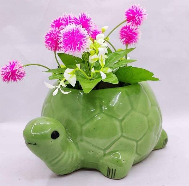 OriginalCeramics Exclusive Green Tortoise Shaped Plant Pot Plant Container Set