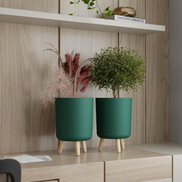 ZENOVIA Minimalist Standing Indoor Flower Pot Ceramic Style Pot with Tripod Legs Plant Container Set