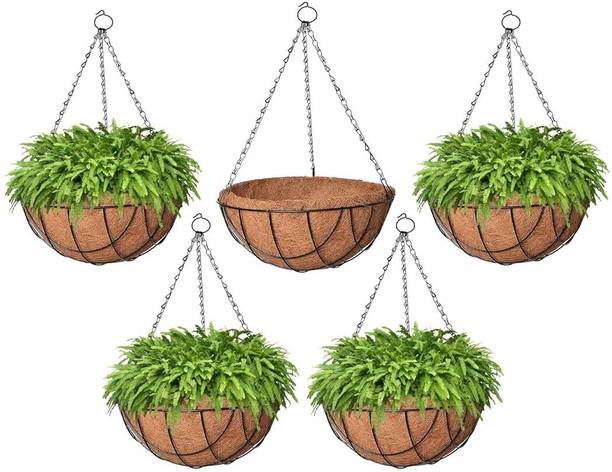 Oshi Greens Metal hanging Coir planters 10 inches size Plant Container Set