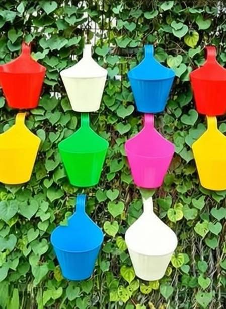 Shakya 10 Pcs Hook Flower Pots, Hanging Planters for Balcony, Home & Outdoor Garden Use Plant Container Set