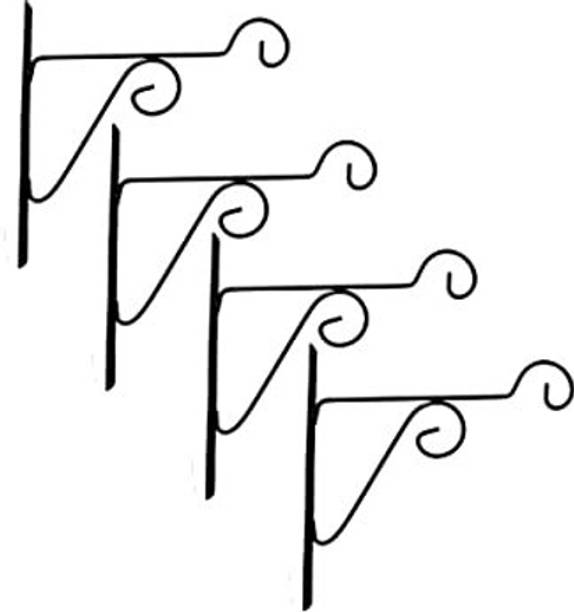 VINAMRA Wall Brackets, Metal Hanging Hooks for Indoor Outdoor Planter - Black - Set of 4 Plant Container Set
