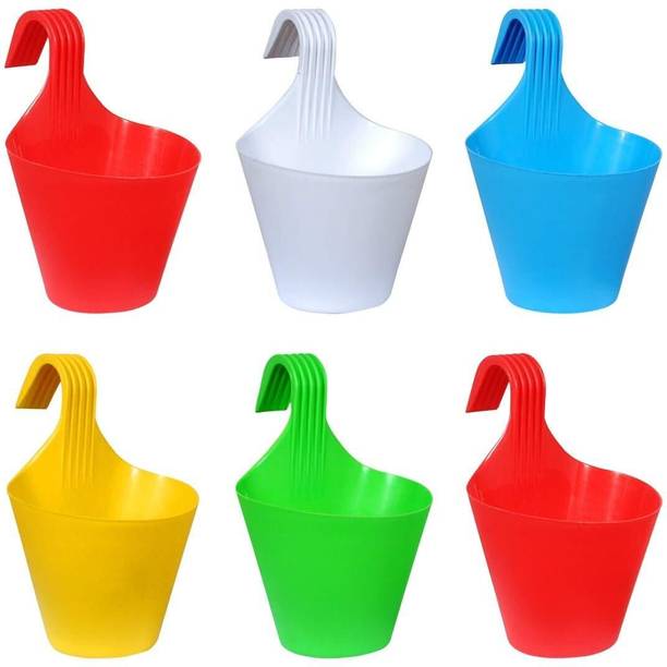 Gardeningwala Smalll Hanging/Railing Pots for Flower Ideal for Outdoor Balcony Plant Container Set