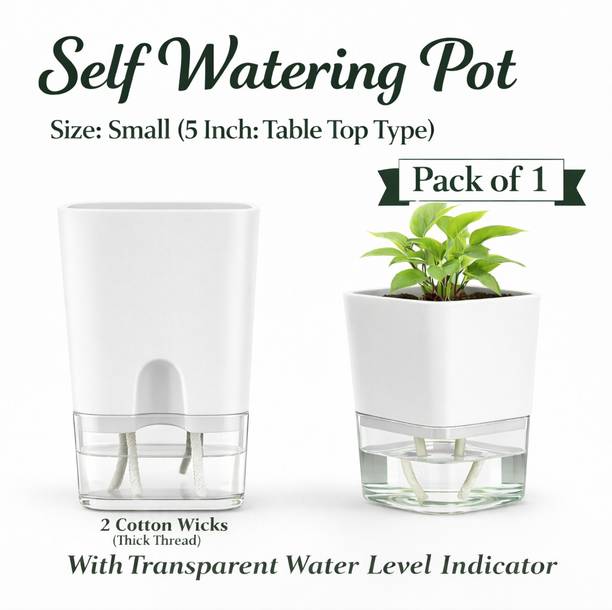 GratisLeafora White Self Watering Square Pot for Indoor Plant10 Plant Container Set