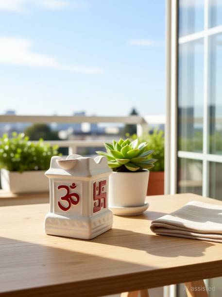 OriginalCeramics Shree Tulsi Design Small Ceramic Pot Plant Container Set