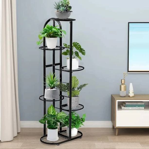 WOZTI Flower Plant Stand, Wrought Iron Planter Stand Outdoor , Indoor, Balcony Side Plant Container Set