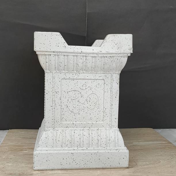 Garden's Need Tulsi Pot Plastic Planter, White Marble, 15 Inch Plant Container Set