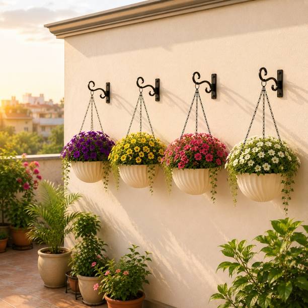 AverVera Heavy-Duty Hanging Plastic Flower Pot with Strong Rust-Resistant Metal Chain, Plant Container Set