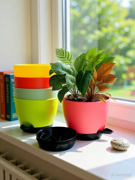 TechHark Plant Pots 5 Pack Size 6/6.7" Inch Home | Gardening | Indoor | Outdoor Plant Container Set