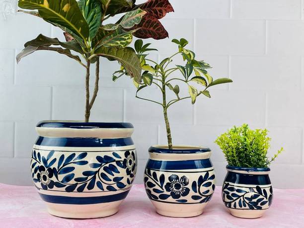DESELLSTORE Plant Container Set (Pack of 3, Ceramic) Plant Container Set